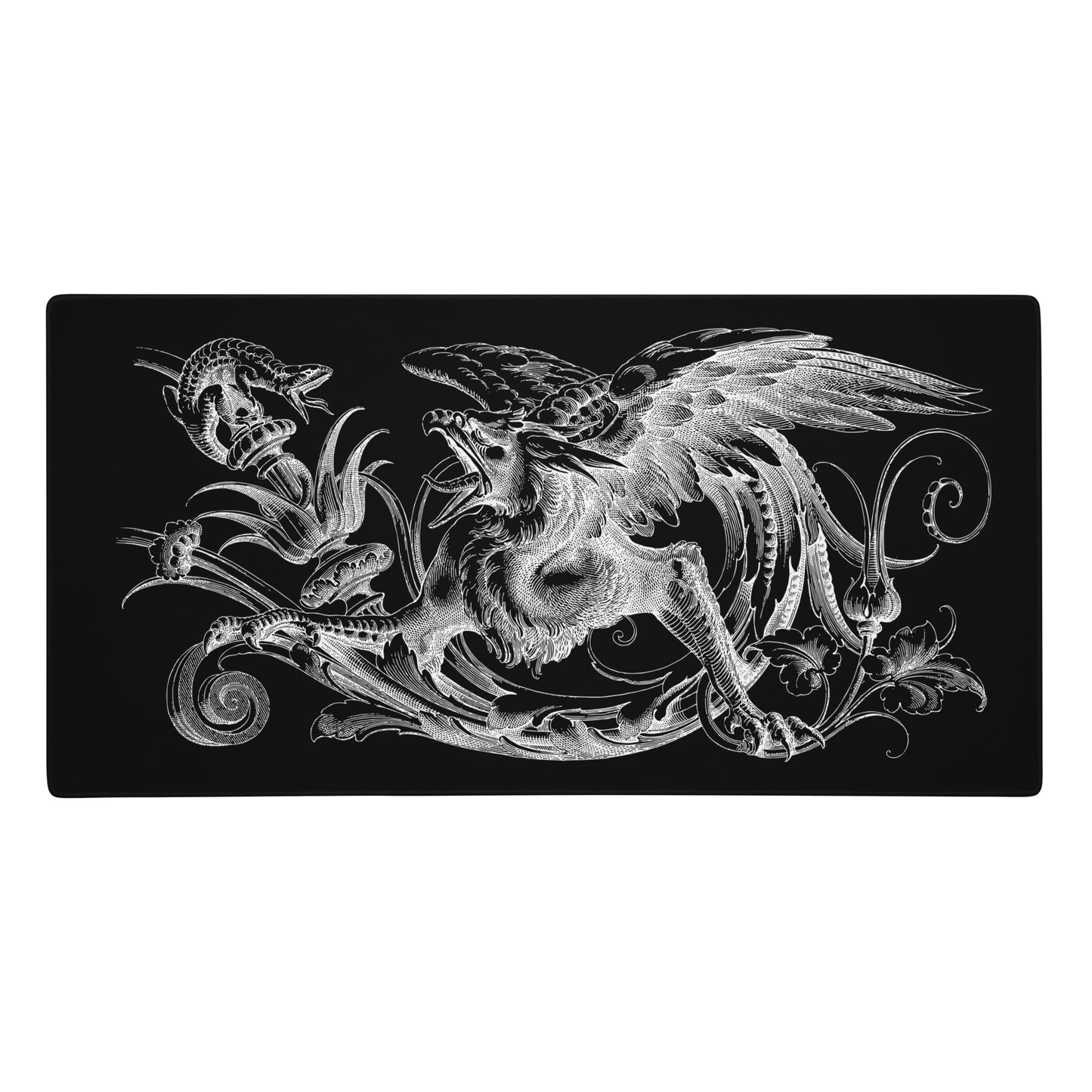 Gryphon Black Desk Mat Large Laptop Gaming Mouse Pad 36″ × 18″