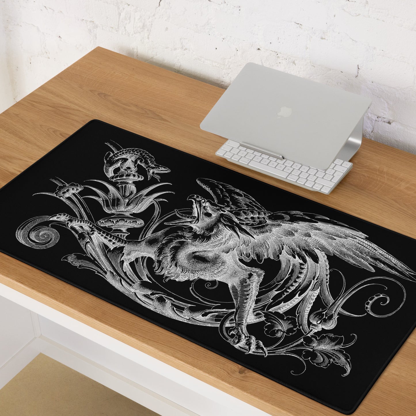 Gryphon Black Desk Mat Large Laptop Gaming Mouse Pad 36″ × 18″