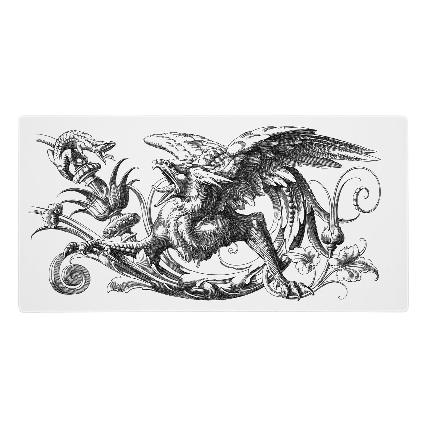 Gryphon Design White Desk Mat Large Laptop Gaming Mouse Pad 36″ × 18″