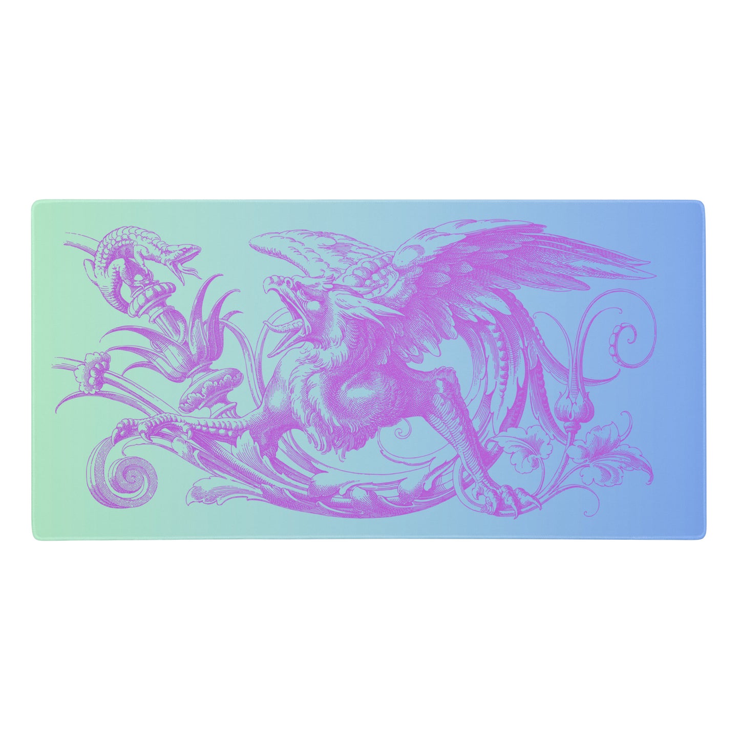 Purple Gryphon Green Blue Gradient Desk Mat Large Laptop Gaming Mouse Pad 36″ × 18″