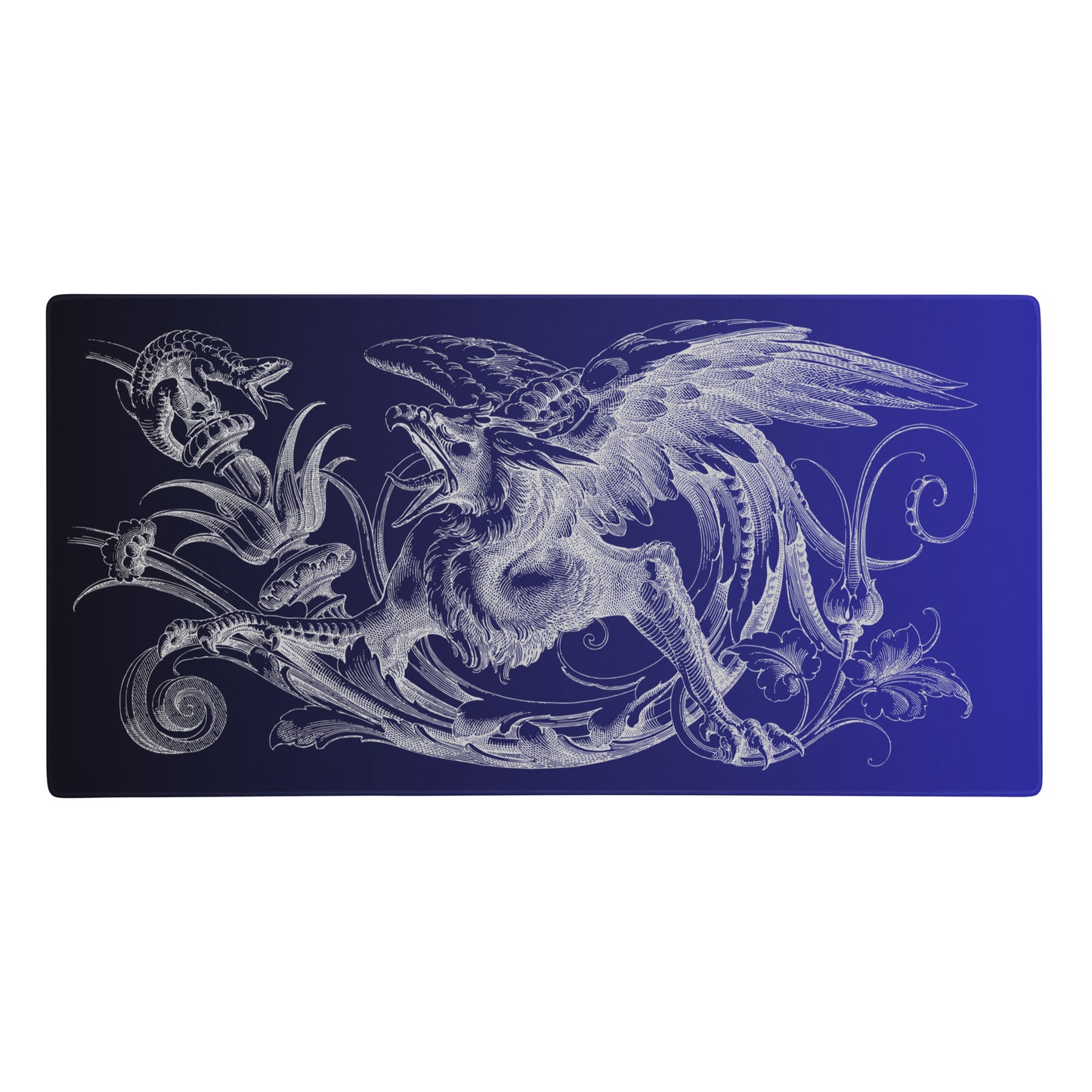 Gryphon Black Blue Gradient Desk Mat Large Laptop Gaming Mouse Pad 36″ × 18″