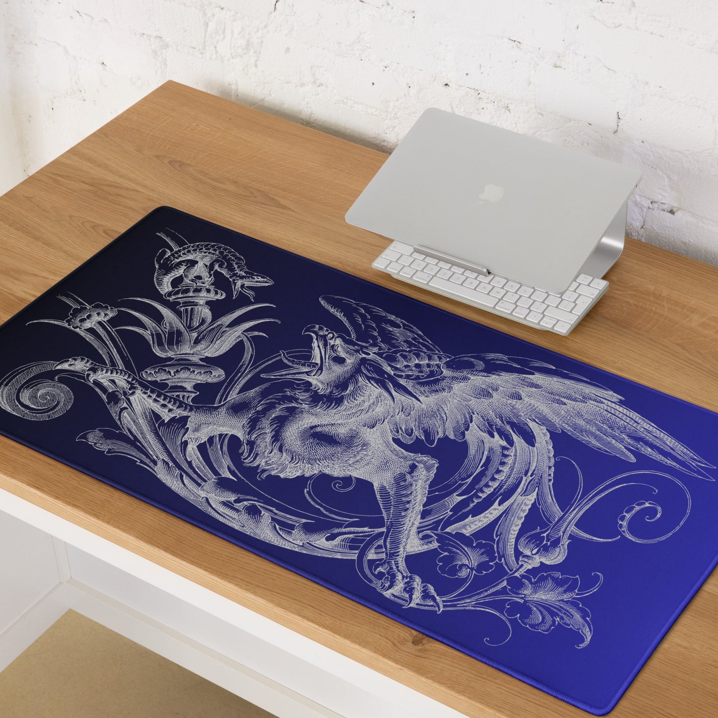 Gryphon Black Blue Gradient Desk Mat Large Laptop Gaming Mouse Pad 36″ × 18″