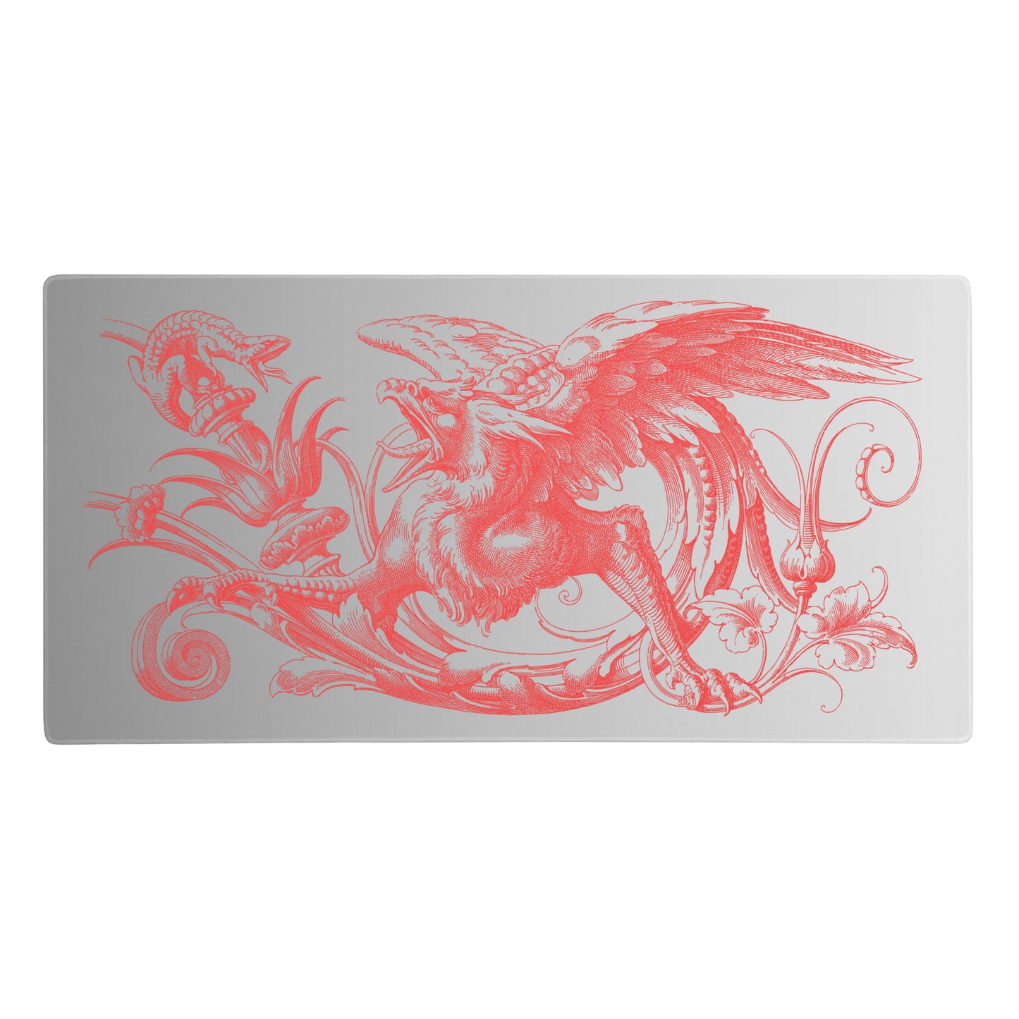 Red Gryphon Gray Gradient Desk Mat Large Laptop Gaming Mouse Pad 36″ × 18″