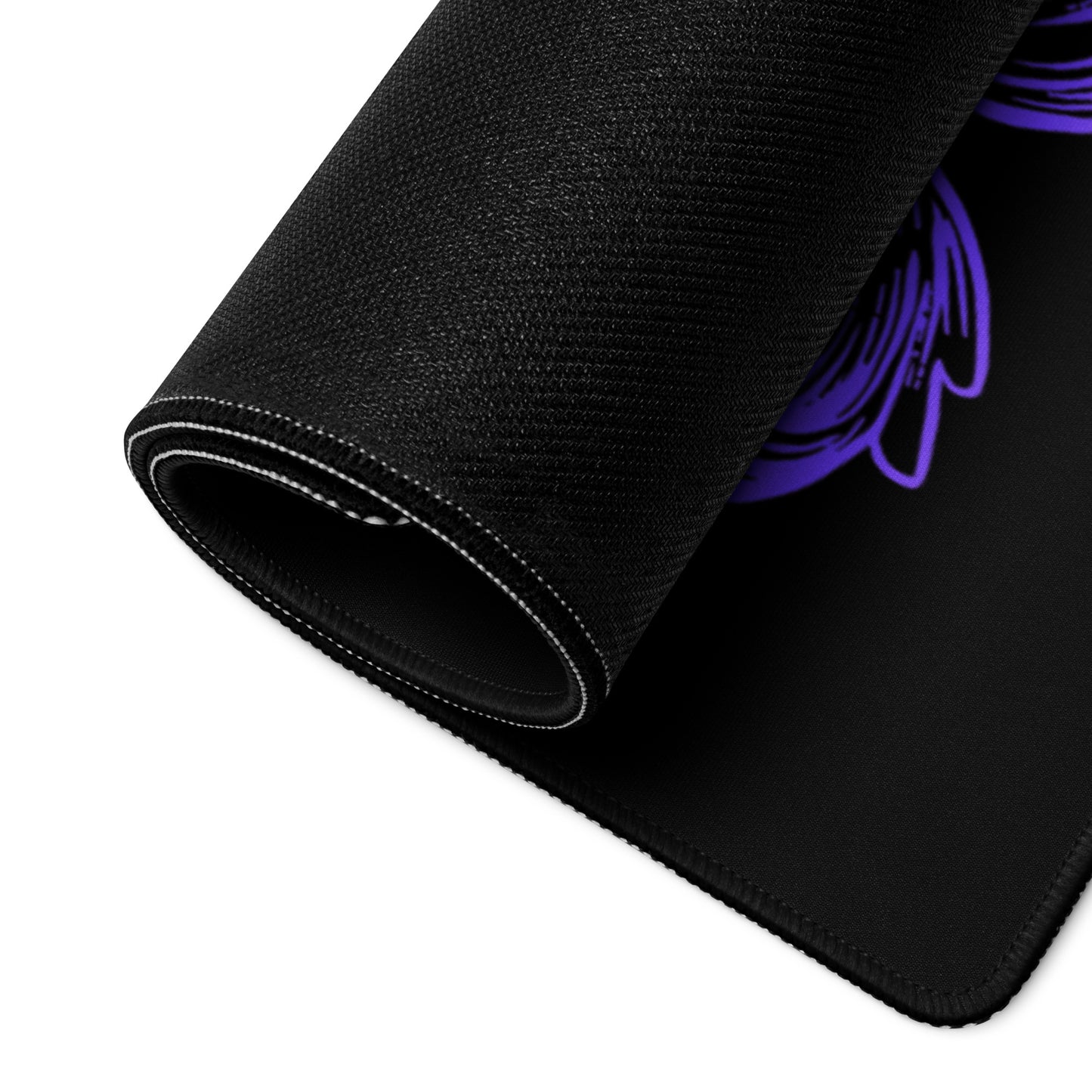 Purple Flower Filigree Black Desk Mat Large Laptop Gaming Mouse Pad 36″ × 18″