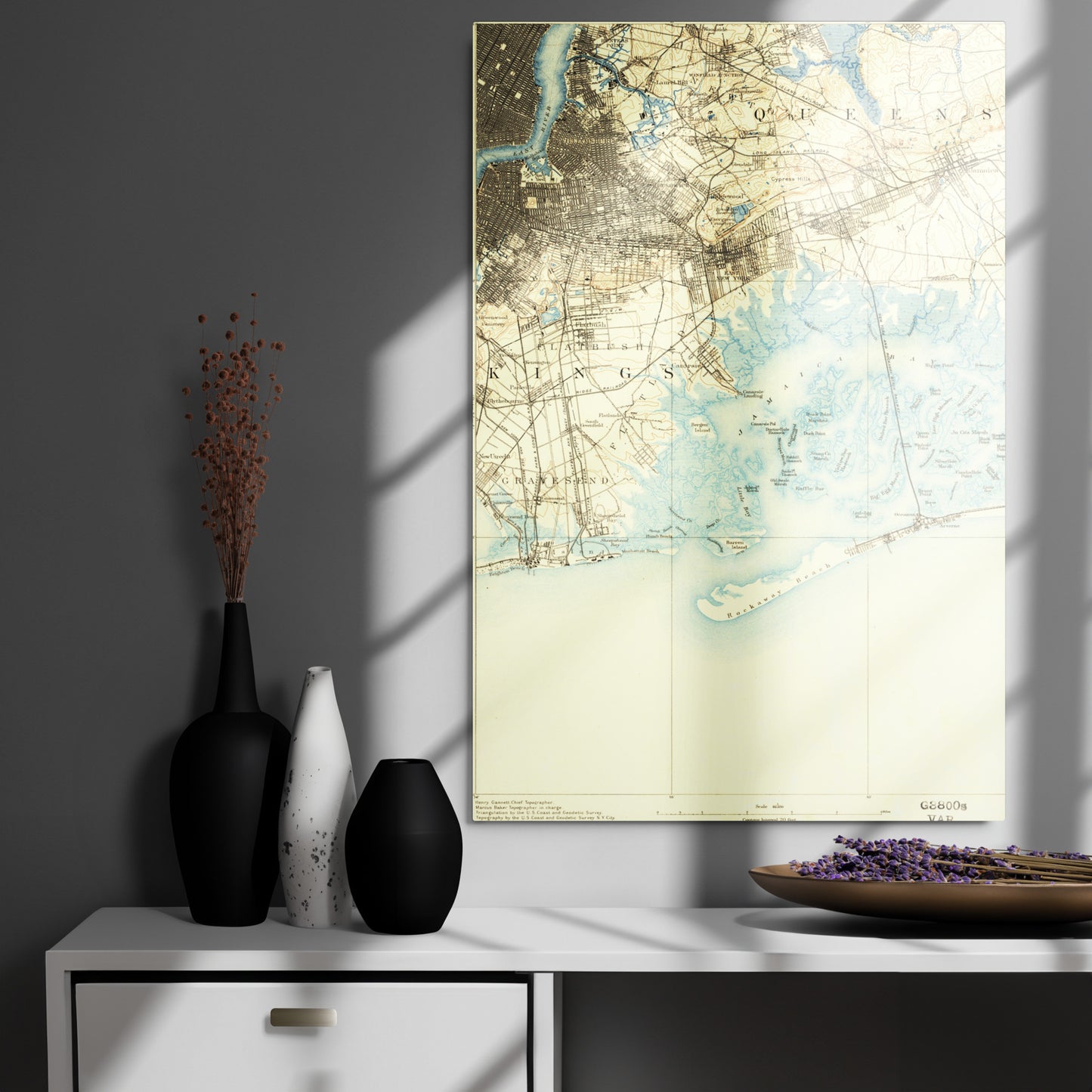Metal Print 24″×36″ Brooklyn NY 1889 Historical Map
