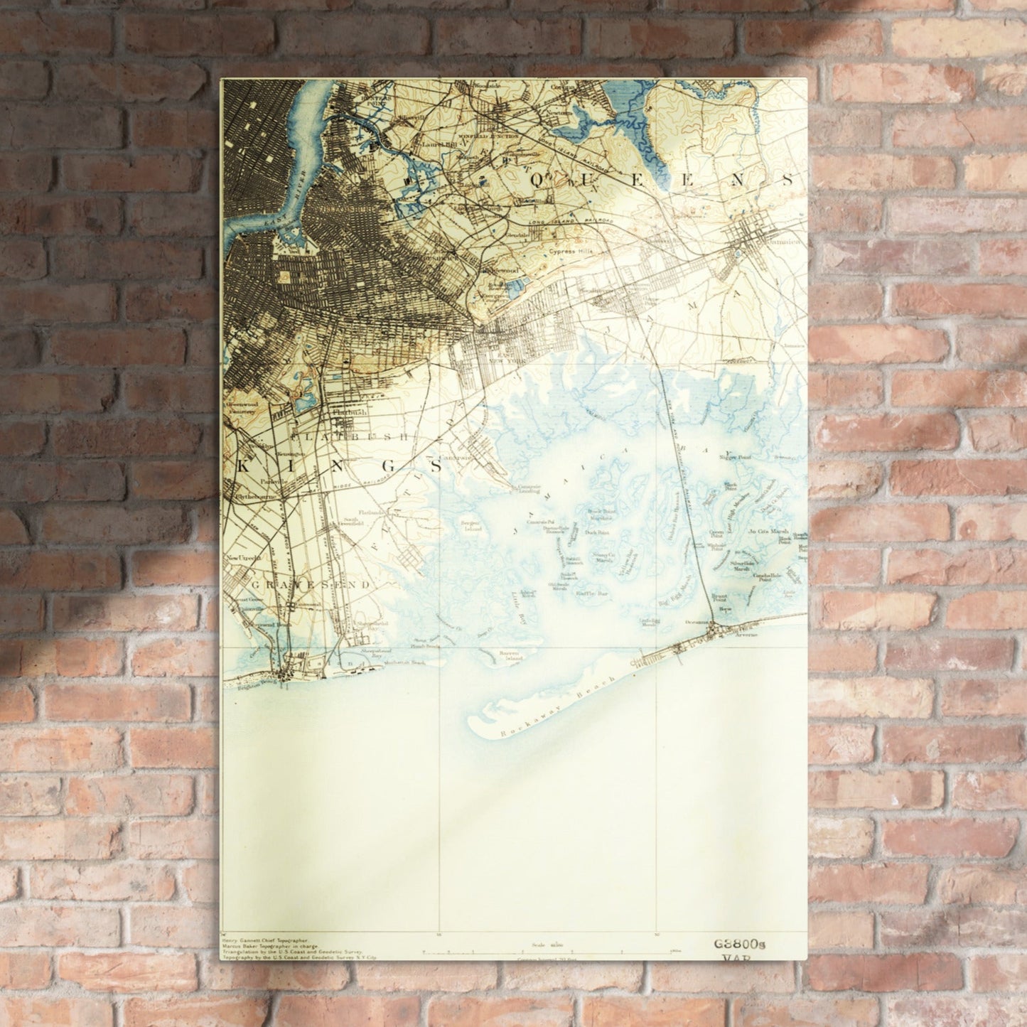 Metal Print 24″×36″ Brooklyn NY 1889 Historical Map