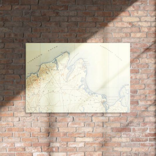 Metal Print 24″×36″ Marthas Vineyard MA 1887 Horizontal Historical Map