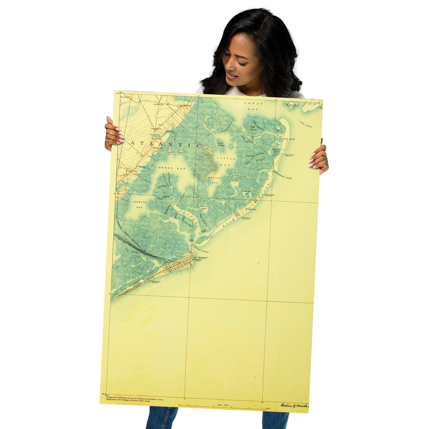 Metal Print 24″×36″ Atlantic City NJ 1887 Historical Map