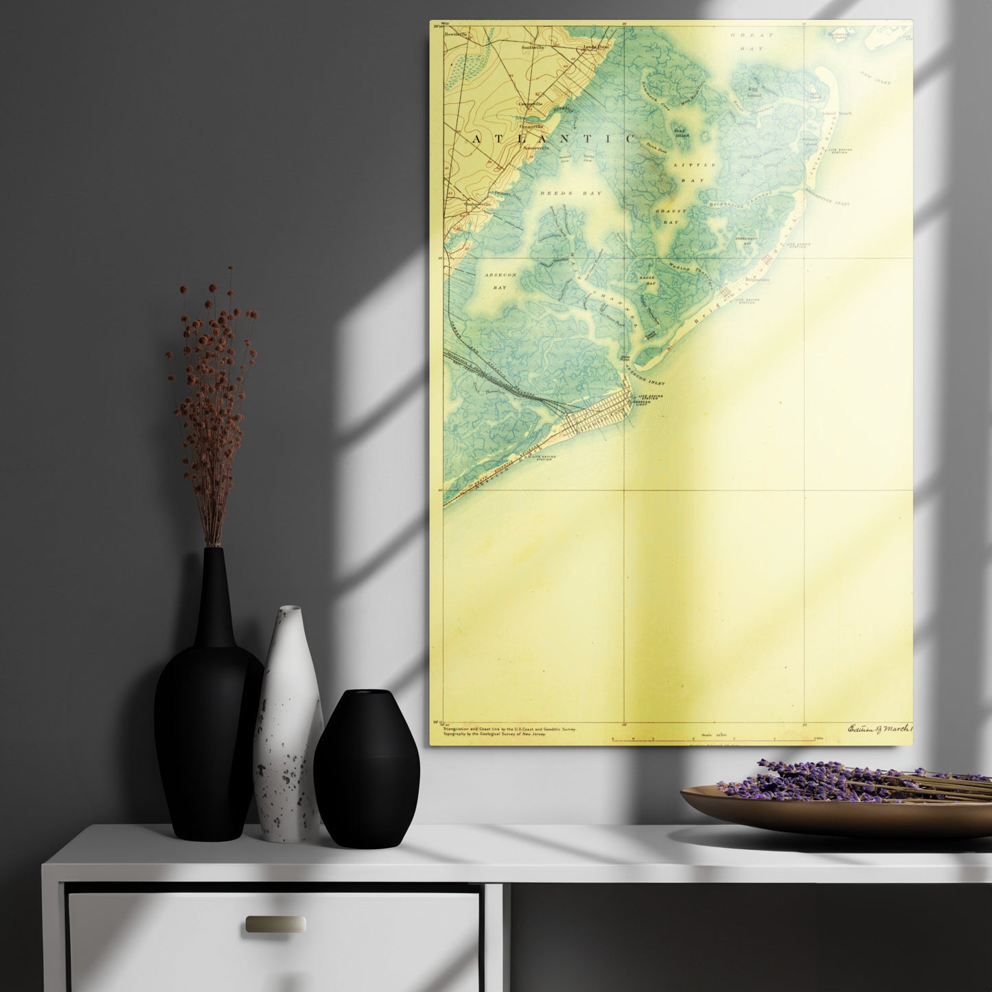 Metal Print 24″×36″ Atlantic City NJ 1887 Historical Map