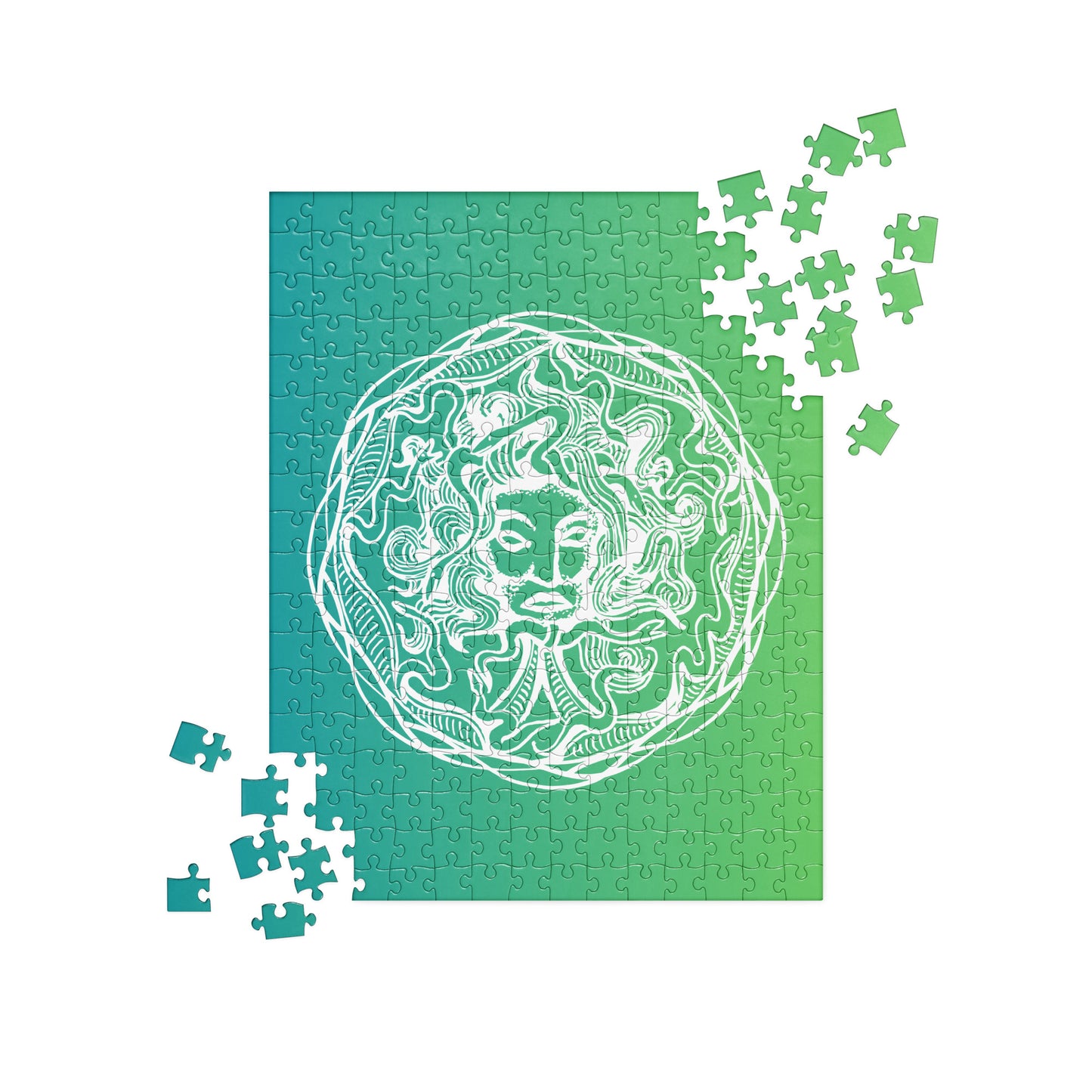 Medusa Circle Emblem Design Green Gradient Jigsaw Puzzle