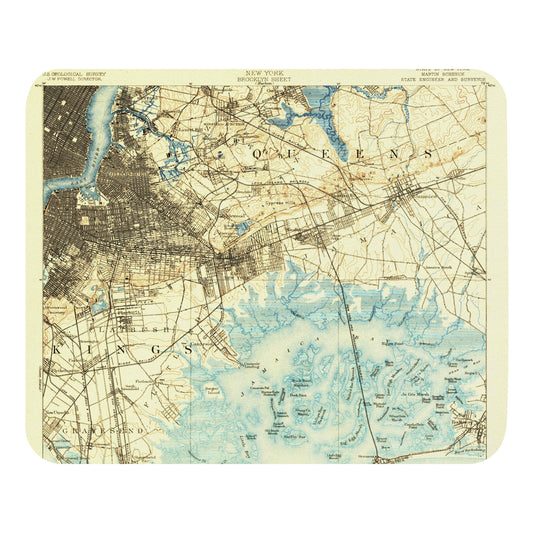 Mouse Pad 8.7″ × 7.1″ Brooklyn NY 1889 Historical Map