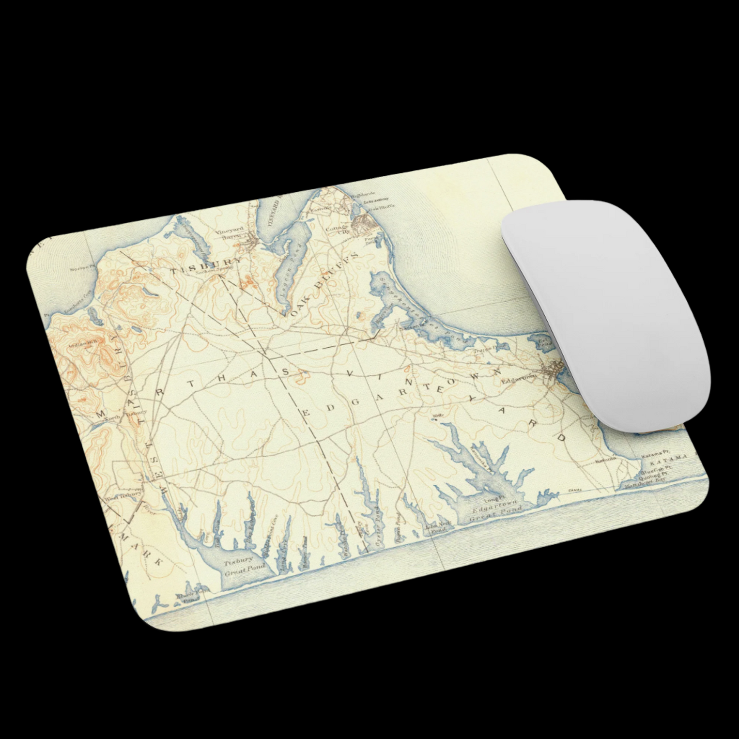 Mouse Pad 8.7″ × 7.1″ Marthas Vineyard MA 1887 Historical Map