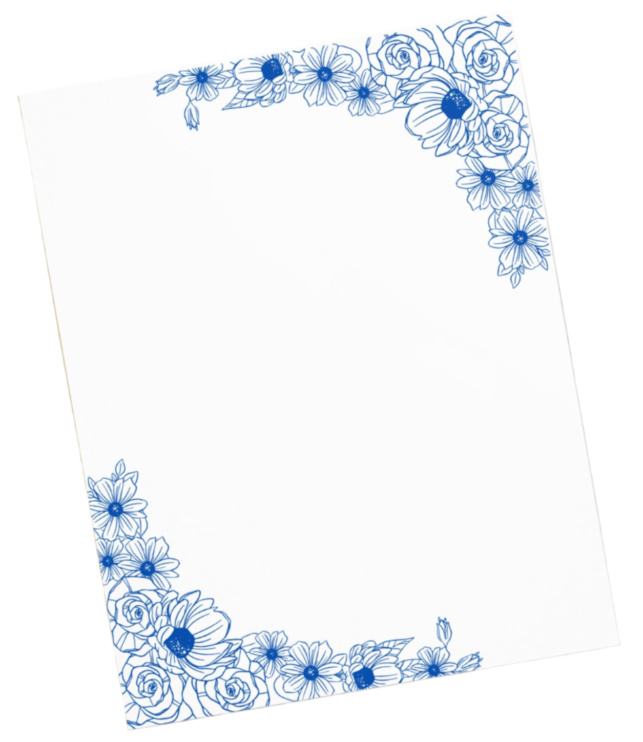 Blue Floral Large Notepad 11″ x 8.5″ Stationery 40 tear-away pages