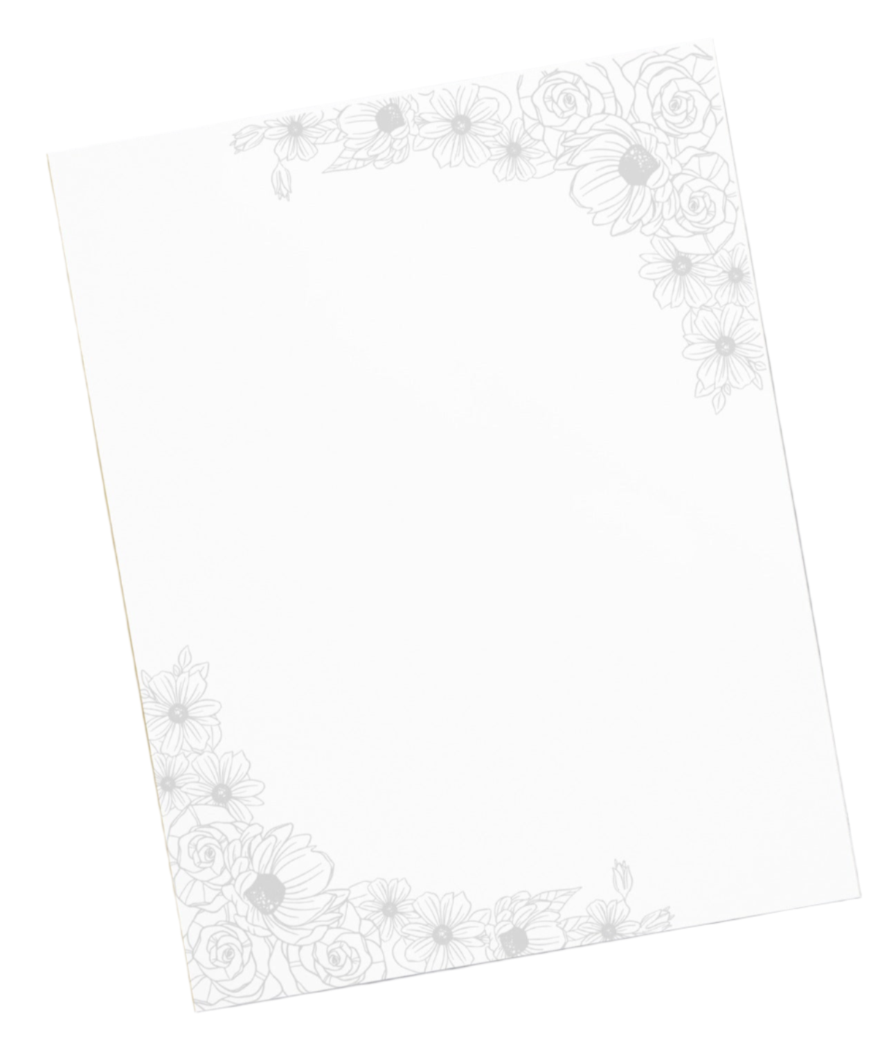 Gray Floral Large Notepad 11″ x 8.5″ Stationery 40 tear-away pages