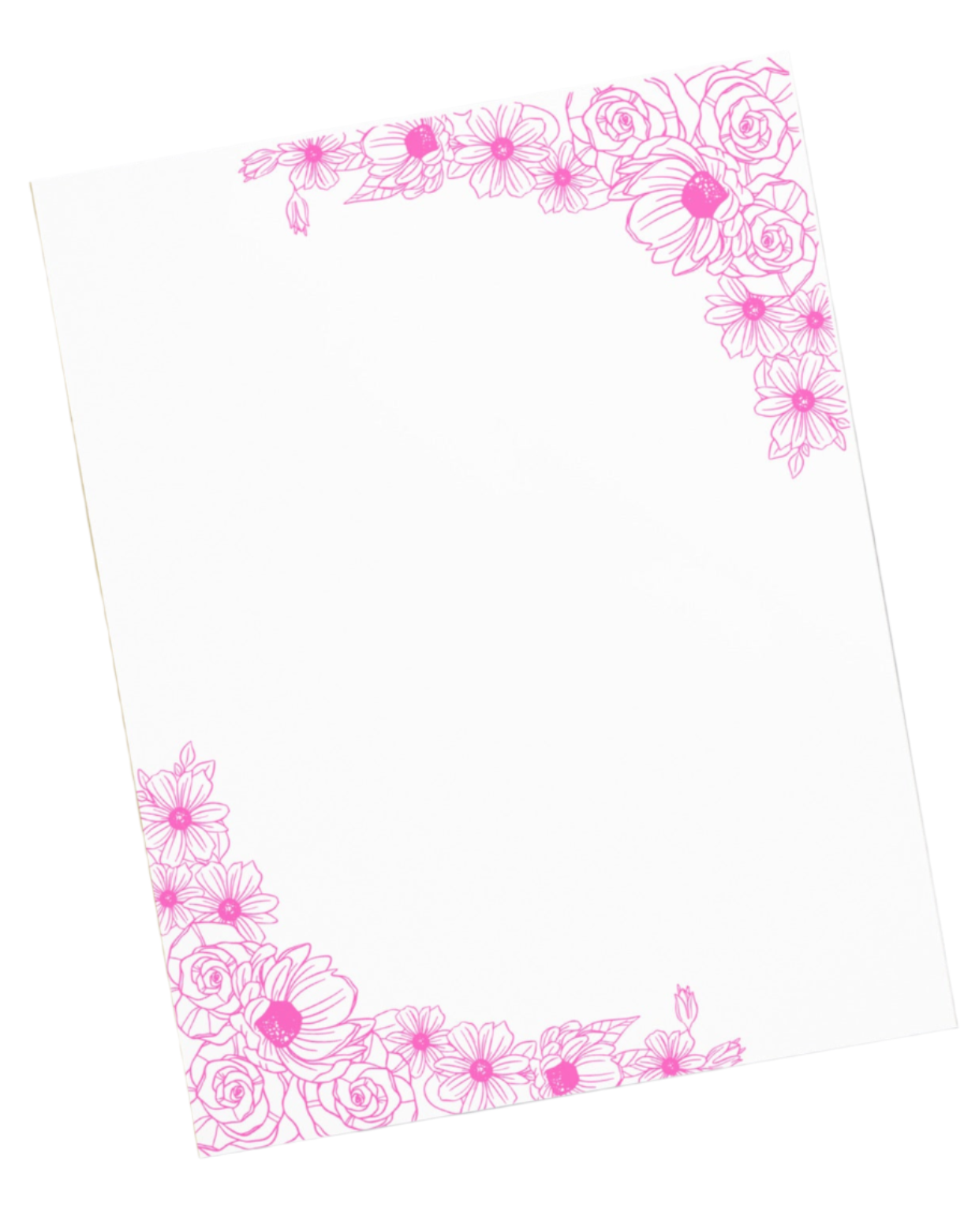 Pink Floral Large Notepad 11″ x 8.5″ Stationery 40 single-sided tear-away pages