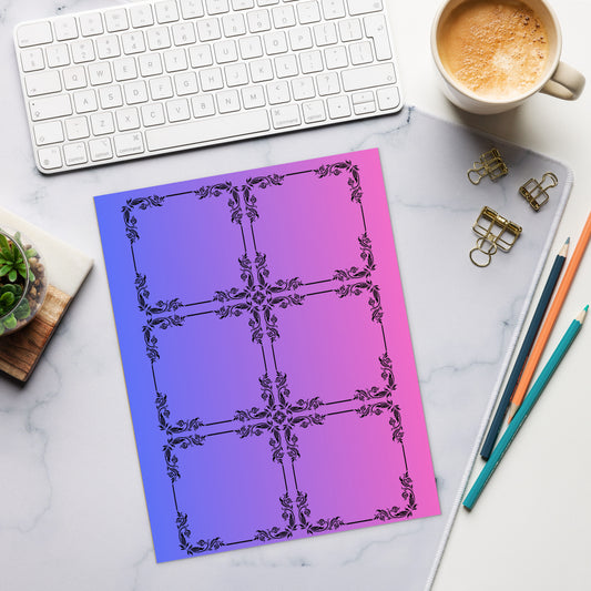 Art Nuevo Style 6 Block Planner Purple Pink Gradient Large Notepad 11″ x 8.5″ tear-away pages