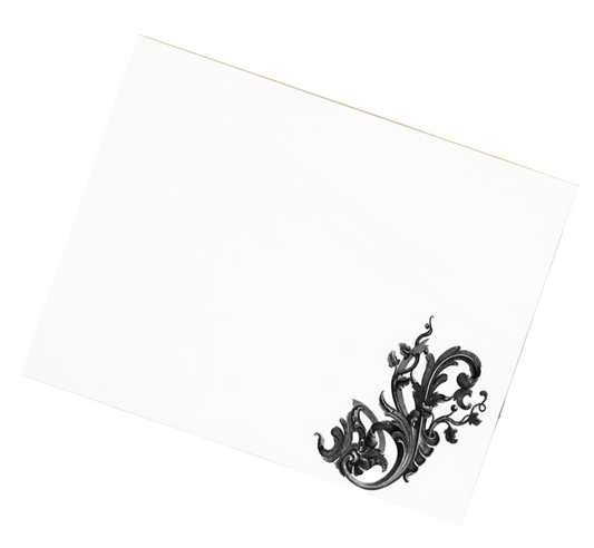 Art Nouveau Filigree Black White Large Notepad 11″ x 8.5″ Stationery 40 single-sided tear-away pages