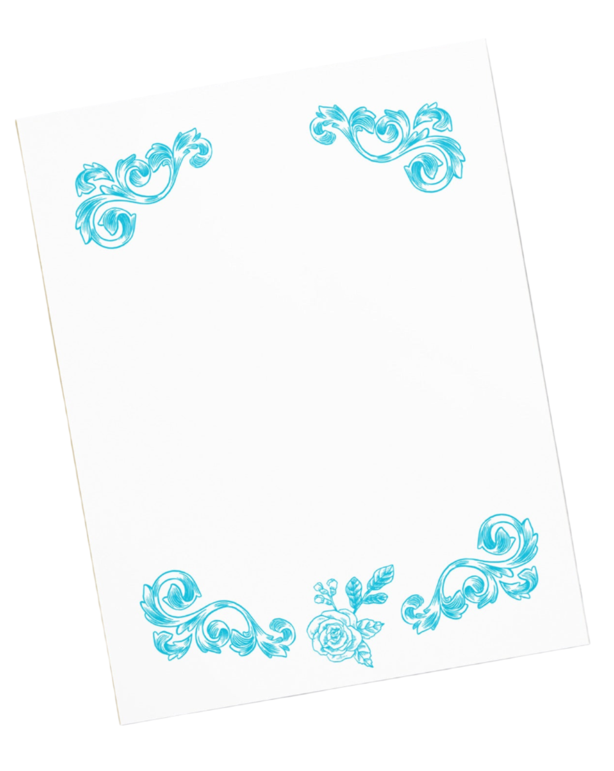 Blue Flower Filigree Design Large Notepad 11″ x 8.5″ Stationery 40 single-sided tear-away pages