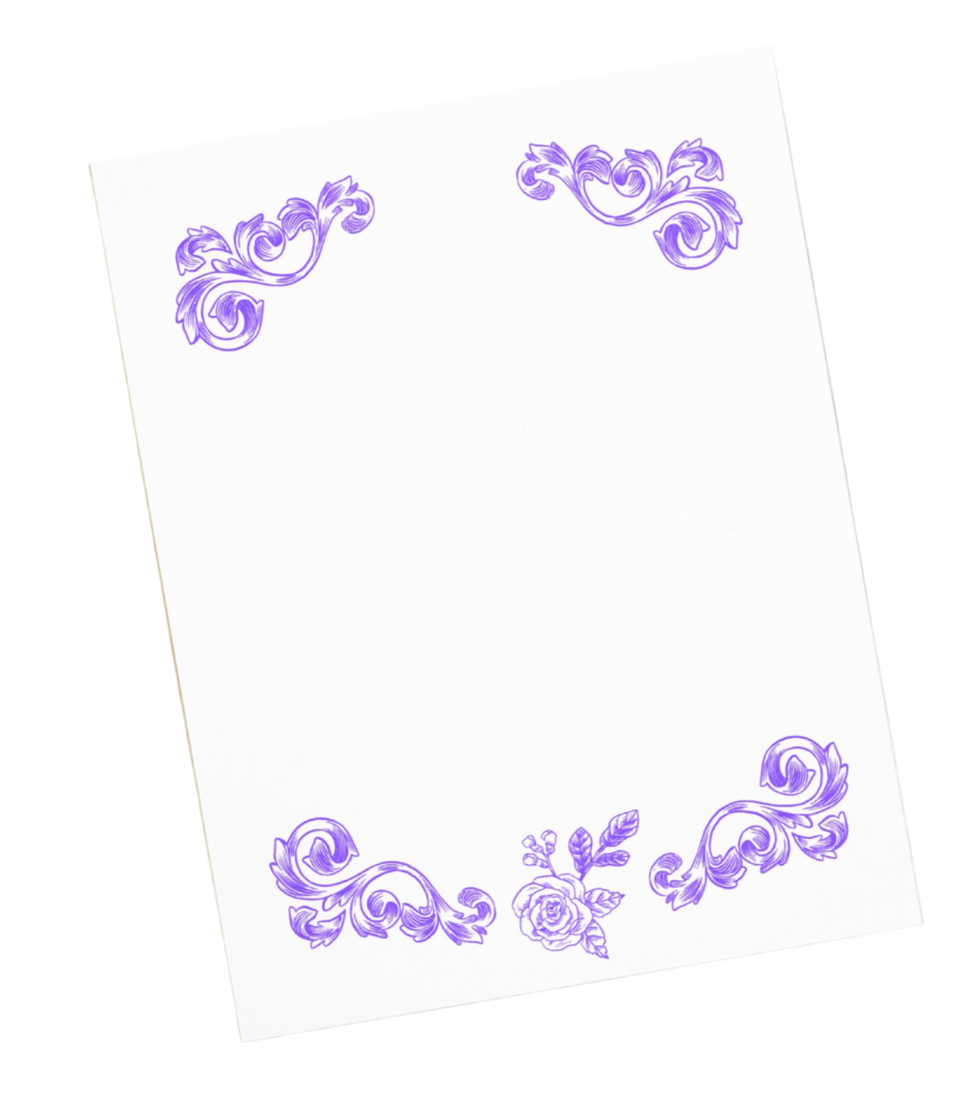 Purple Flower Filigree Design Large Notepad 11″ x 8.5″ Stationery 40 single-sided tear-away pages