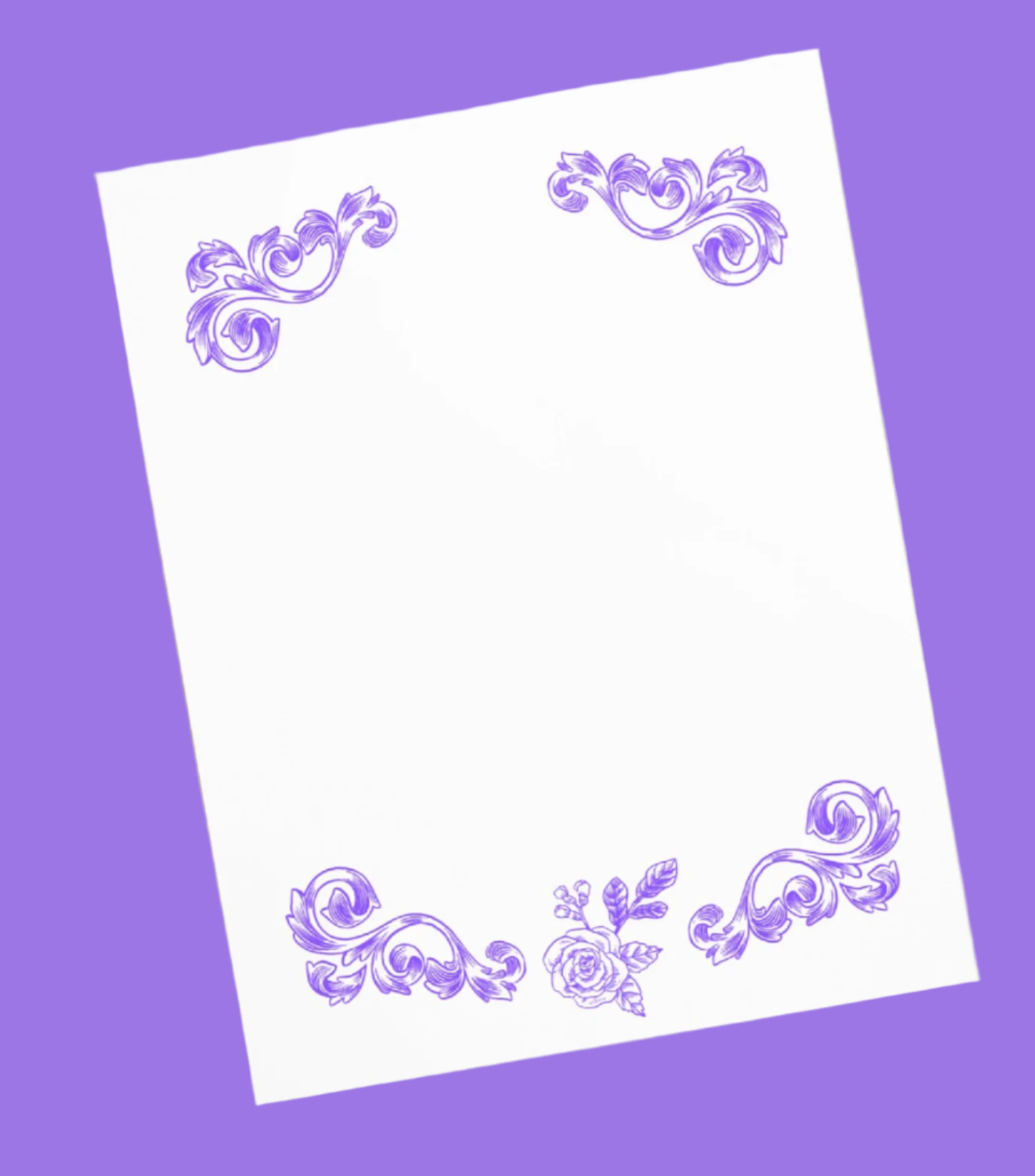 Purple Flower Filigree Design Large Notepad 11″ x 8.5″ Stationery 40 single-sided tear-away pages