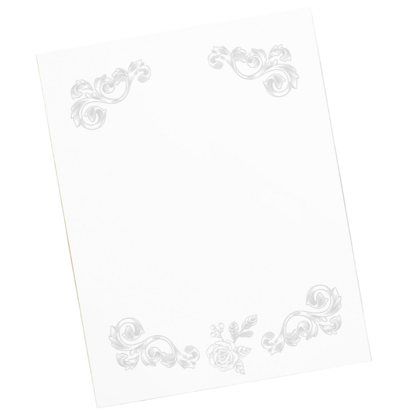 Grey Flower Filigree Design Large Notepad 11″ x 8.5″ Stationery 40 single-sided tear-away pages