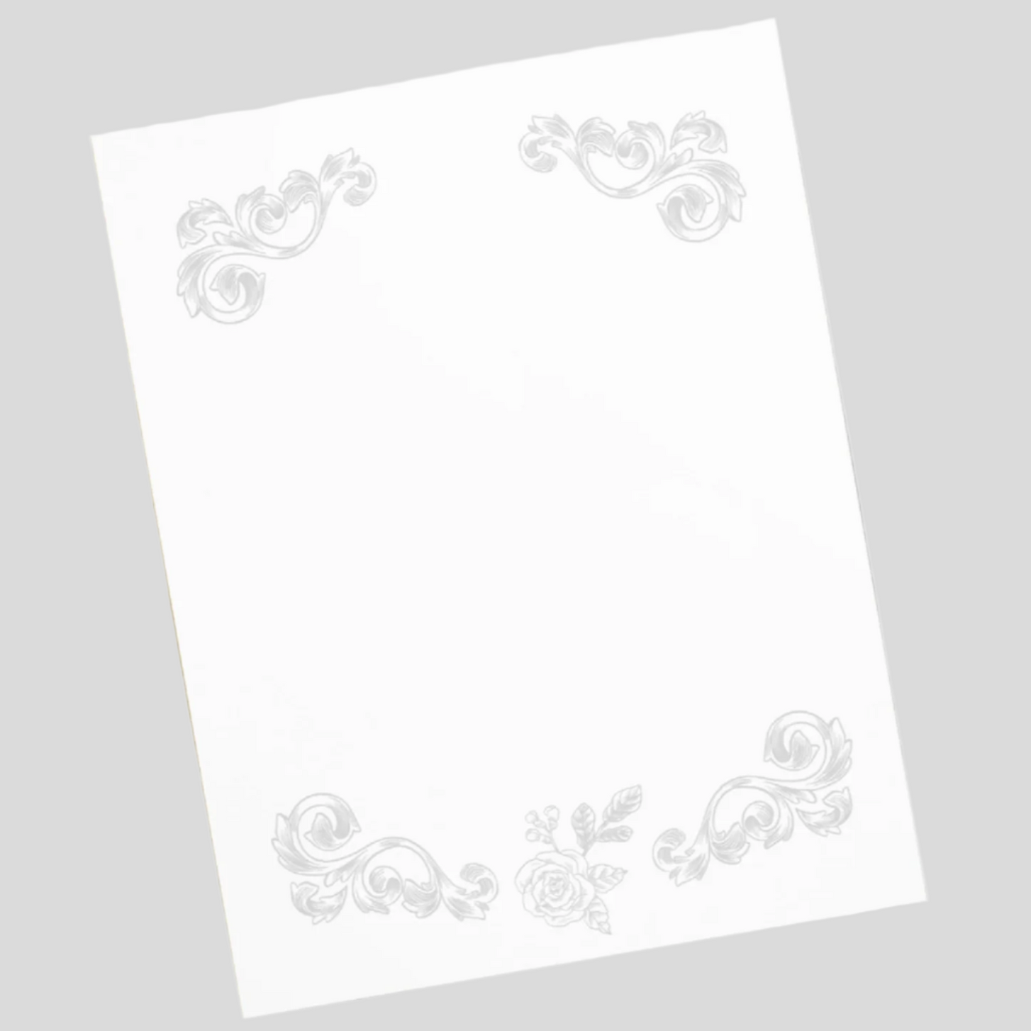 Grey Flower Filigree Design Large Notepad 11″ x 8.5″ Stationery 40 single-sided tear-away pages