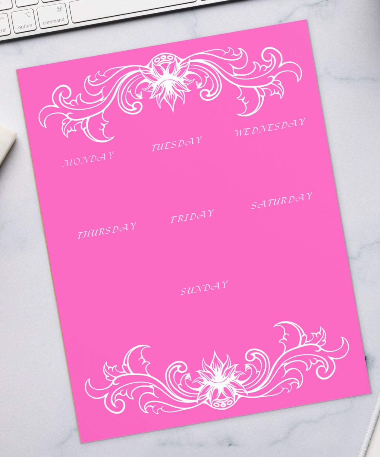 Week Planner Pink Large Notepad 11″ x 8.5″ tear-away pages