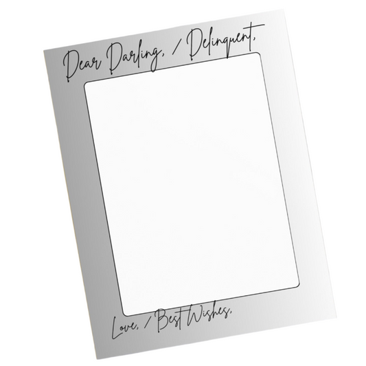 Dear Darling Delinquent Gray Gradient Stationery Notepad 8.5″ × 11″, 5.5″