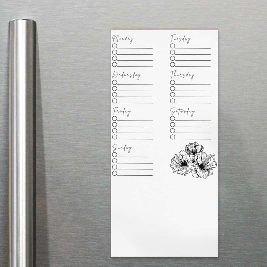 Weekly Checklist Magnetic Notepad 4.25″×9″ Magnetic Back