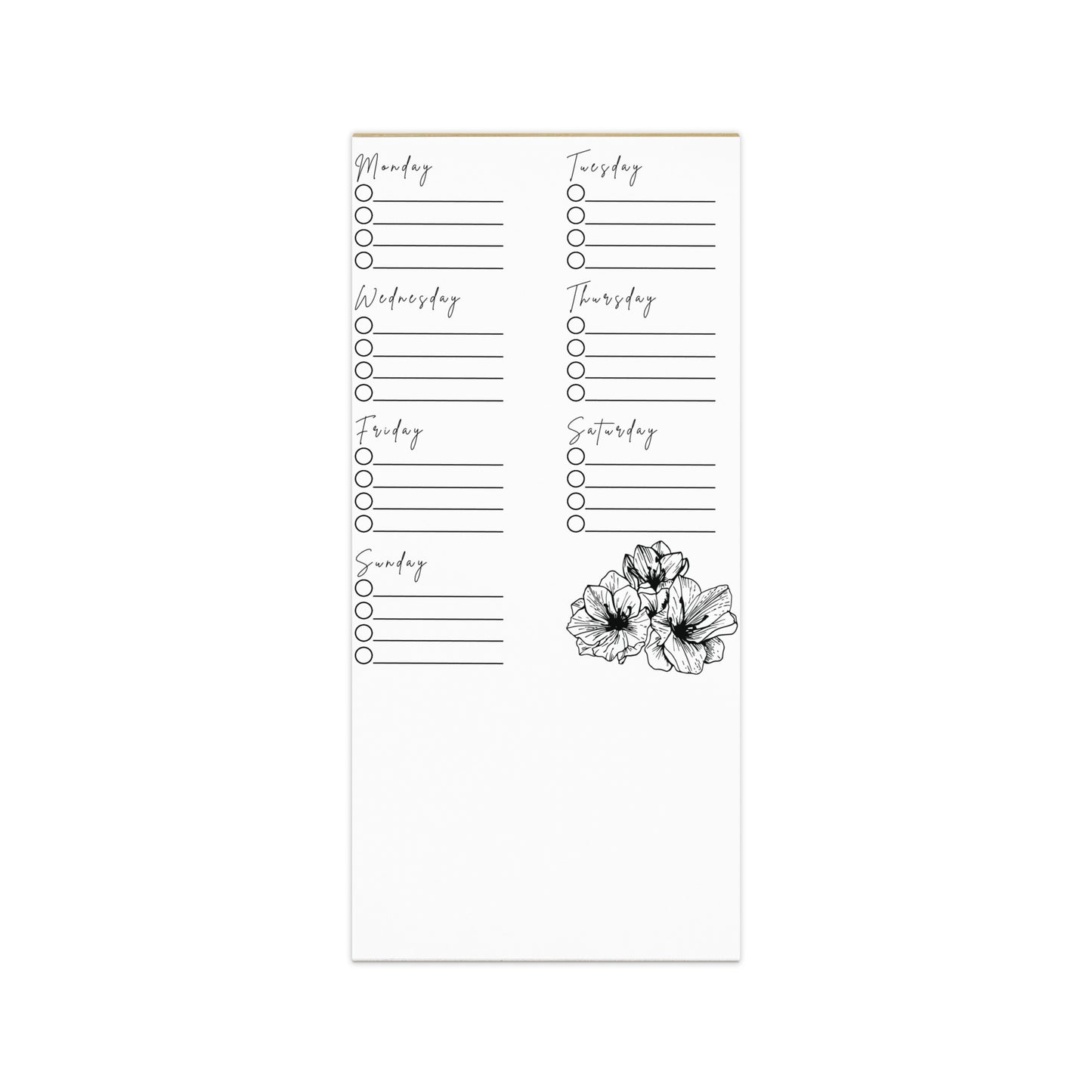 Weekly Checklist Magnetic Notepad 4.25″×9″ Magnetic Back