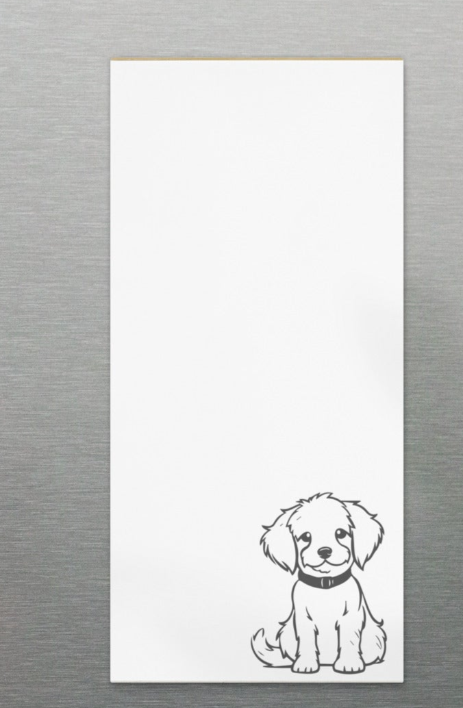 Puppy Sketch Magnetic Notepad 4.25″×9″ Magnetic Back