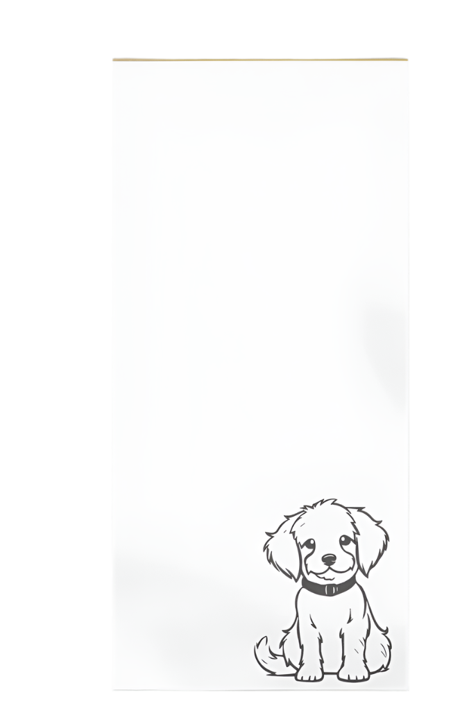 Puppy Sketch Magnetic Notepad 4.25″×9″ Magnetic Back