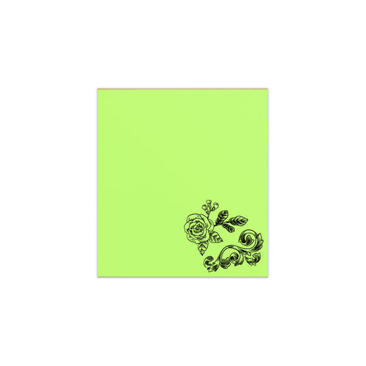 Flower Filigree Design Green Memo Small Notepad 50 tear-away page