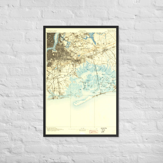 Framed Poster 24″×36″ Brooklyn NY 1889 Historical Map Black, Red Oak or White Frame