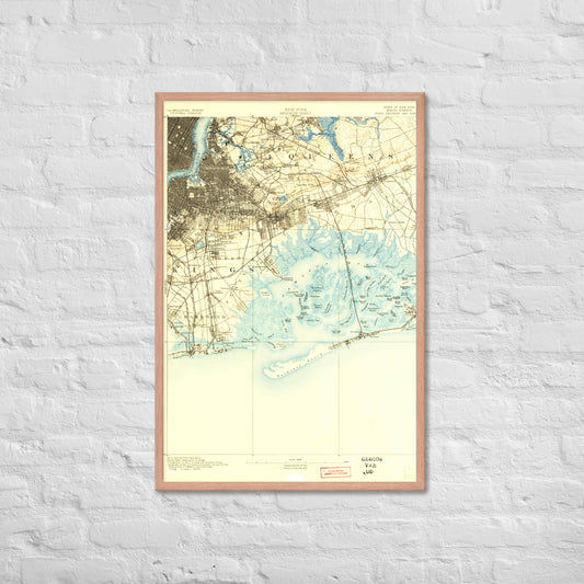 Framed Poster 24″×36″ Brooklyn NY 1889 Historical Map Black, Red Oak or White Frame