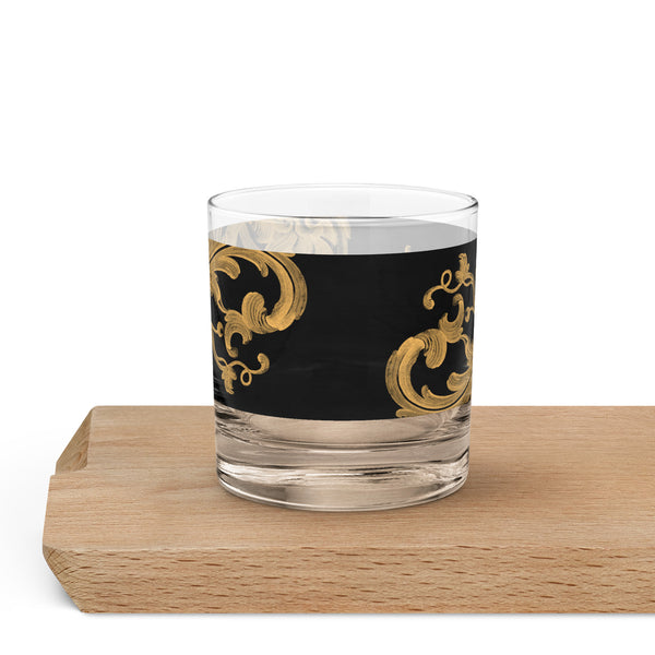 Art Nouveau Filigree Orange Black Rocks Glass – My Oh Miscellaneous
