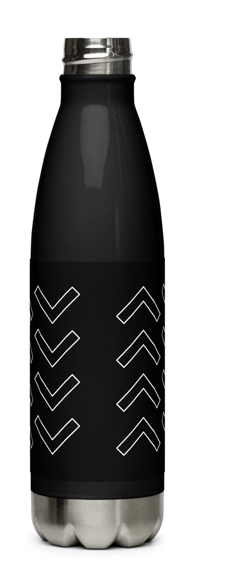 Abstract Arrow Black Stainless Steel Water Bottle