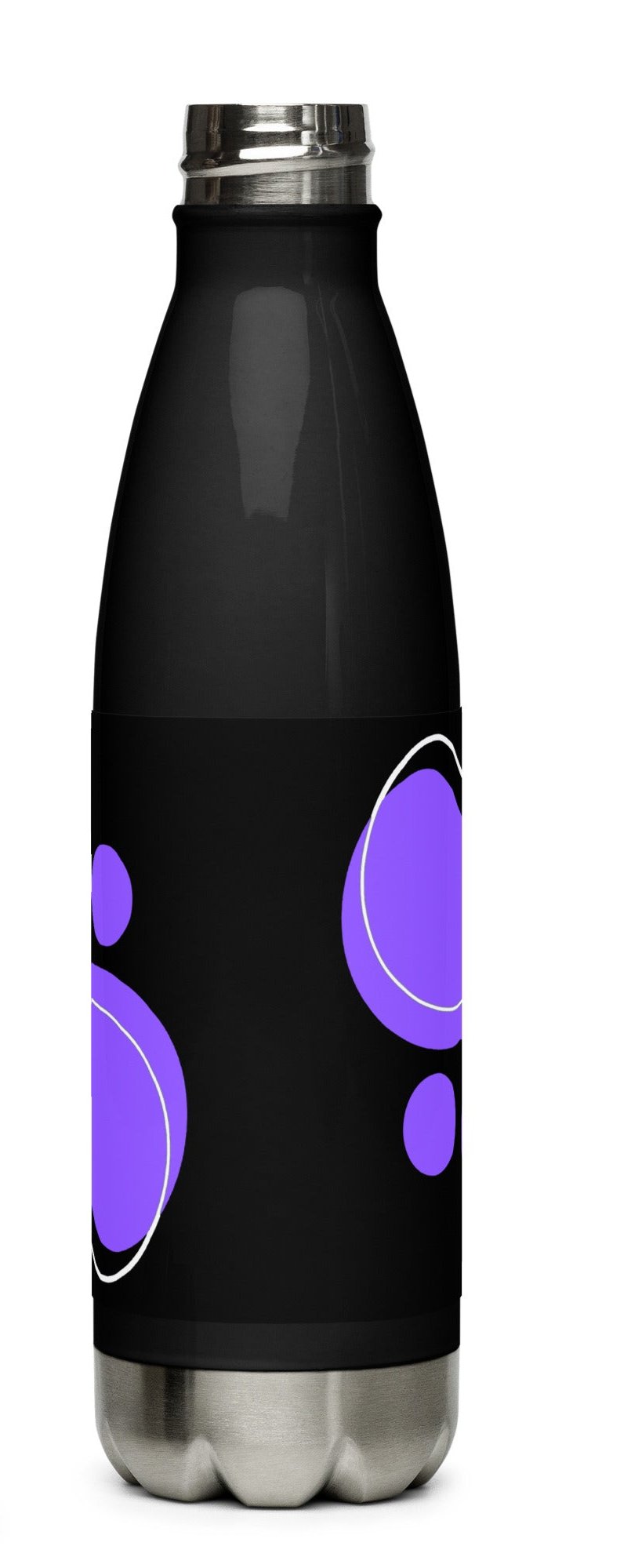 Purple Abstract Black Stainless Steel Water Bottle