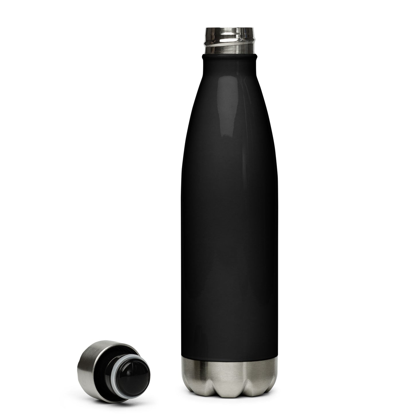 Small Poinsettia Holly Berry Black Stainless Steel Water Bottle