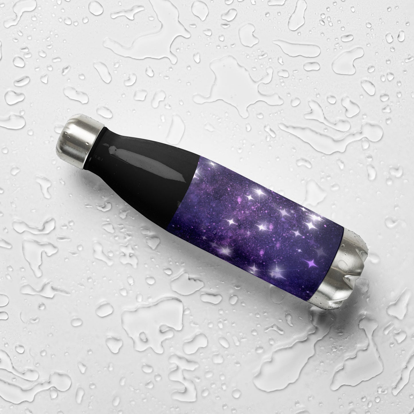 Quest Purple Galaxy Black Stainless Steel Water Bottle