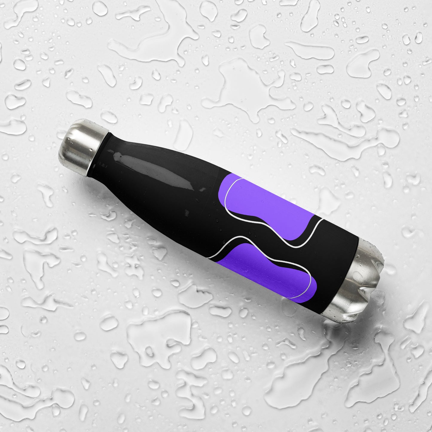 Purple Abstract Black Stainless Steel Water Bottle