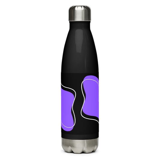 Purple Abstract Black Stainless Steel Water Bottle