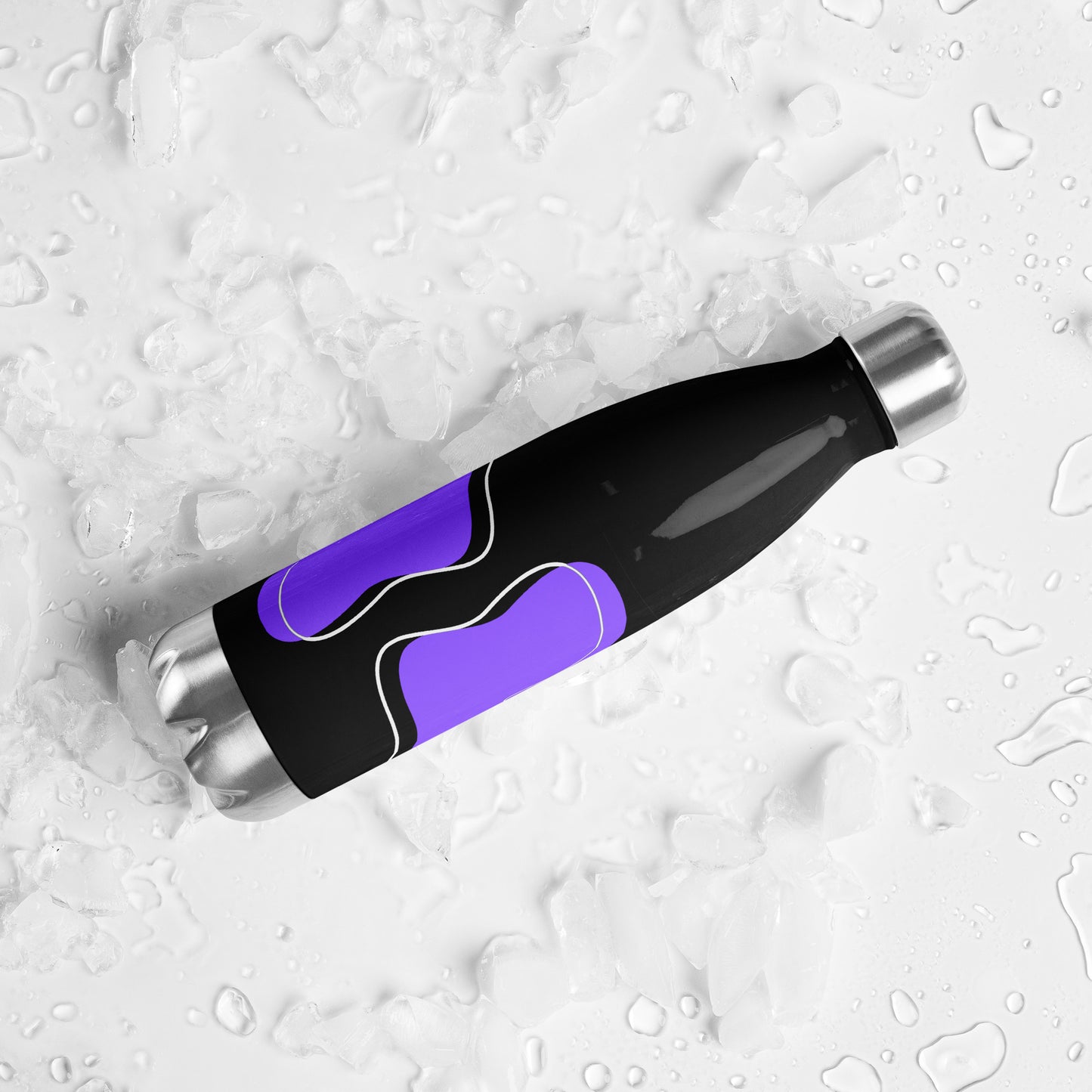 Purple Abstract Black Stainless Steel Water Bottle