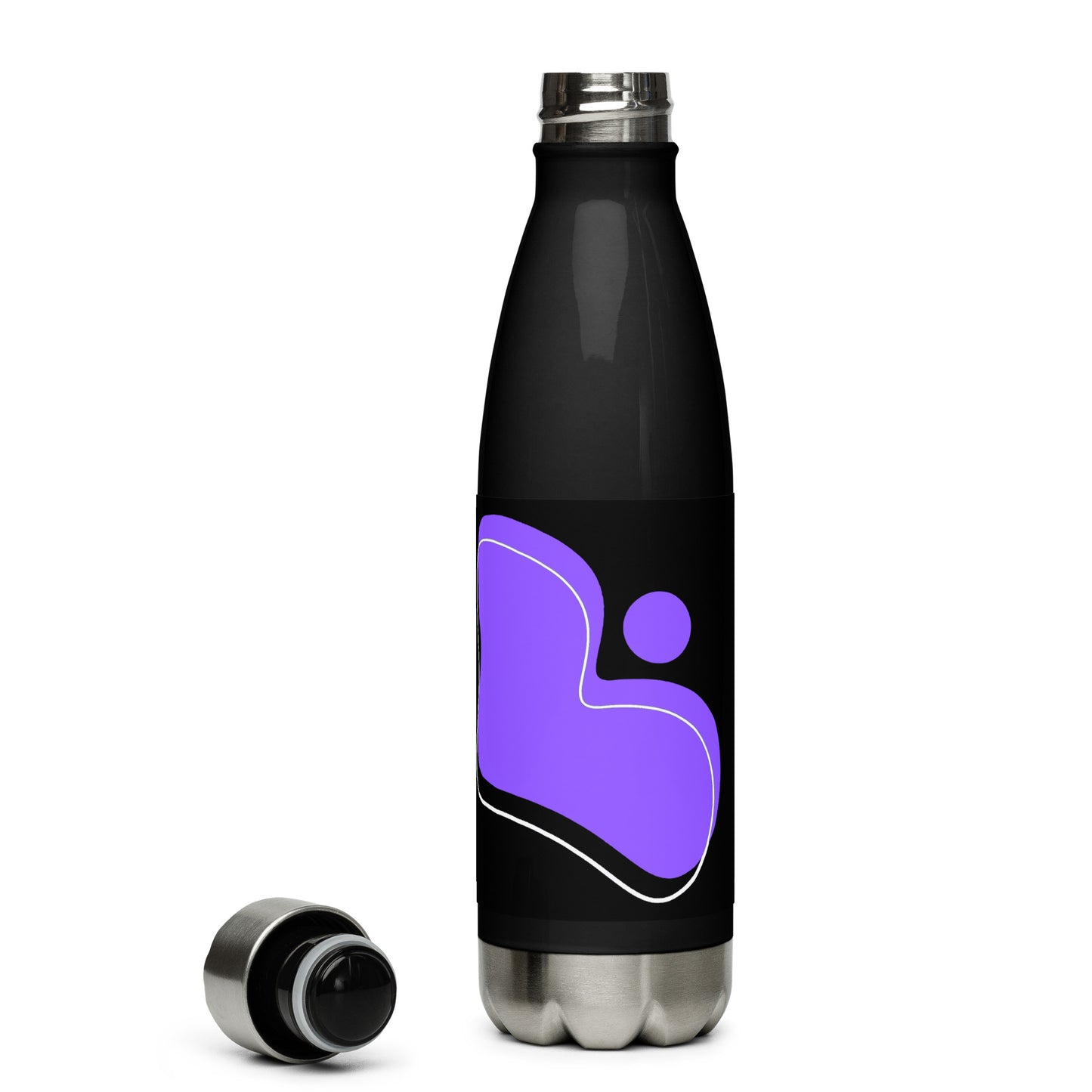 Purple Abstract Black Stainless Steel Water Bottle