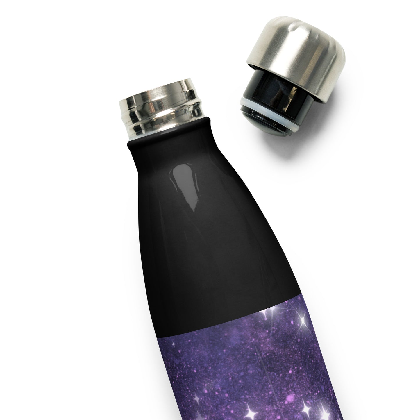 Quest Purple Galaxy Black Stainless Steel Water Bottle