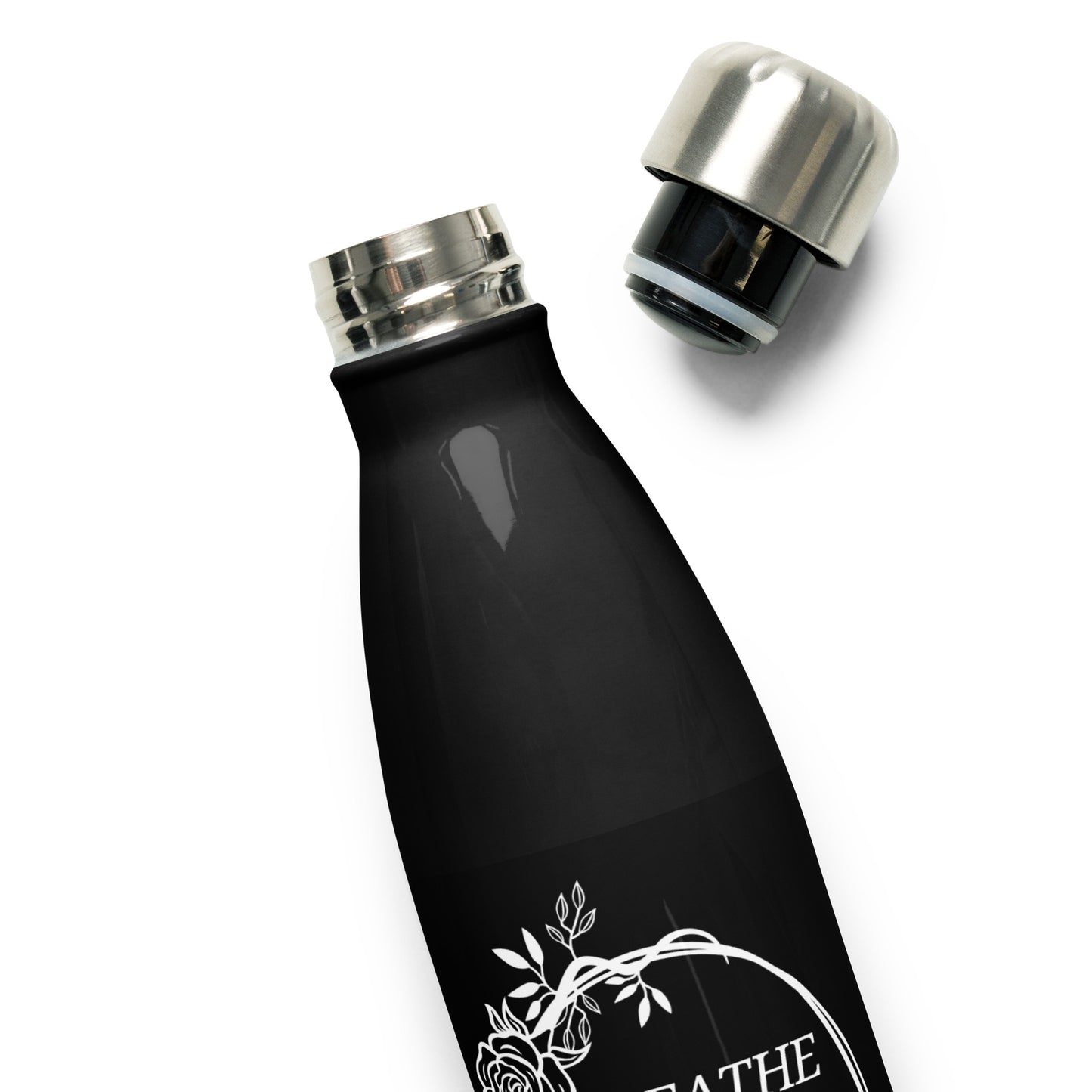 Breathe Pray Create Flower Frame Black Stainless Steel Water Bottle