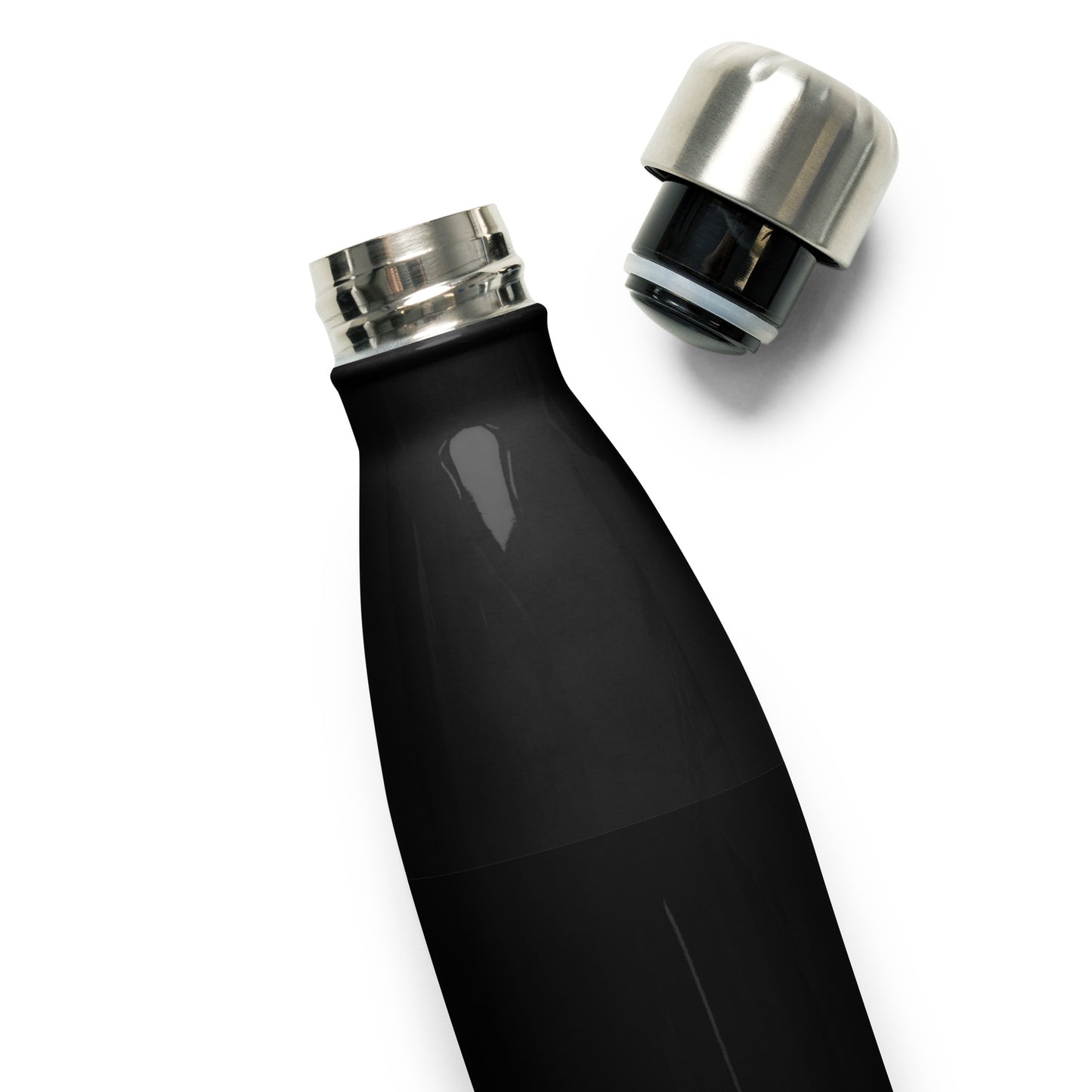 Small Poinsettia Holly Berry Black Stainless Steel Water Bottle