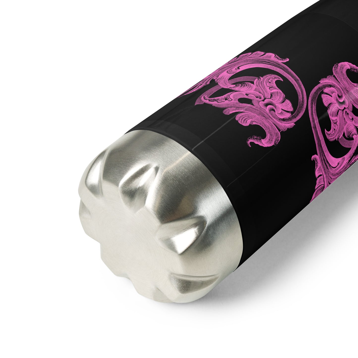 Art Nouveau Filigree Pink Black Stainless Steel Water Bottle