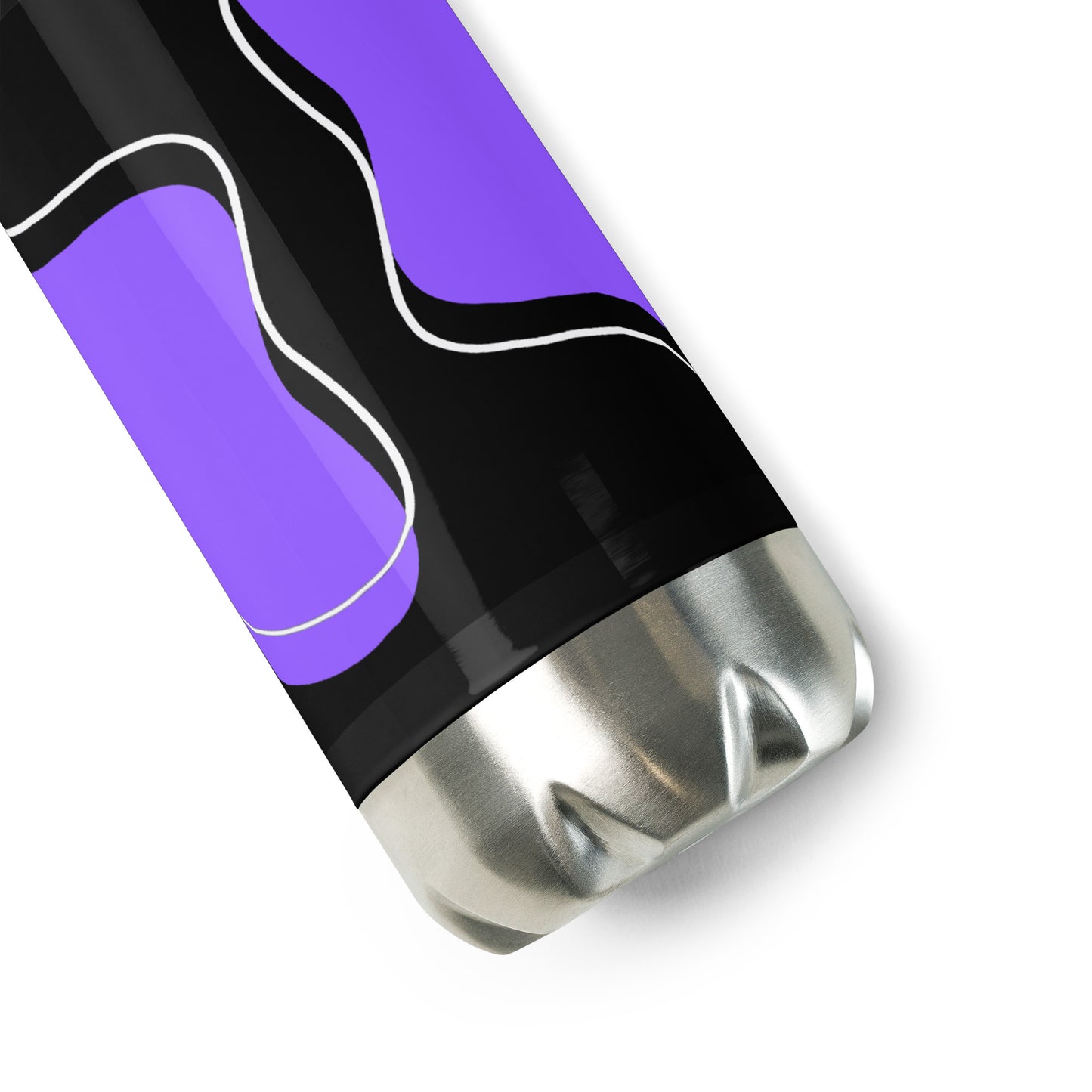 Purple Abstract Black Stainless Steel Water Bottle