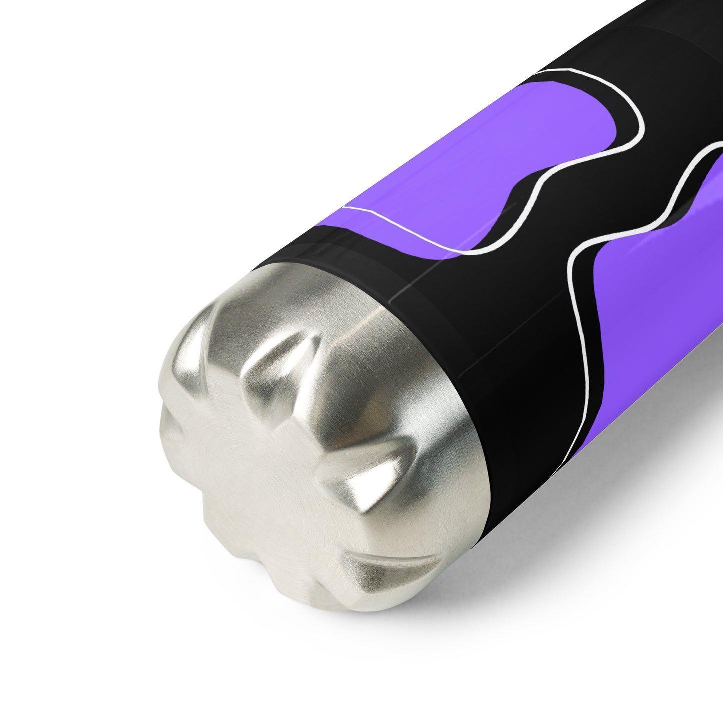 Purple Abstract Black Stainless Steel Water Bottle